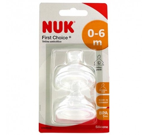 Tetina silicona anticolico nuk first choice+ t-1 l 2 tetinas