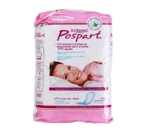 Compresas tocologicas indasec pospart primeros dias 12 u