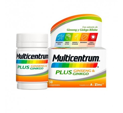 Multicentrum plus ginseng y ginkgo (30 comprimidos)
