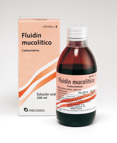 FLUIDIN MUCOLITICO 50 MG/ML SOLUCION ORAL , 1 frasco de 200 ml