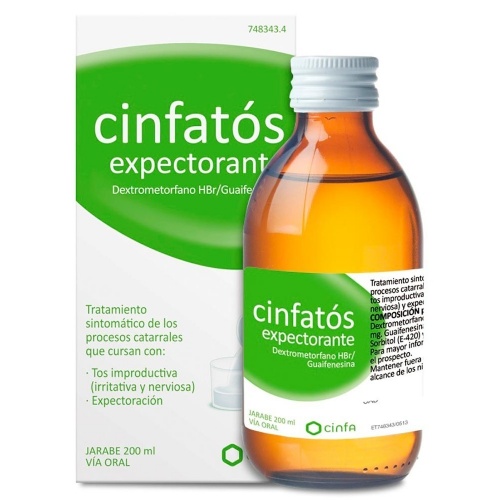 CINFATOS EXPECTORANTE 2 mg/ml + 20 mg/ml SOLUCION ORAL , 1 frasco de 200 ml
