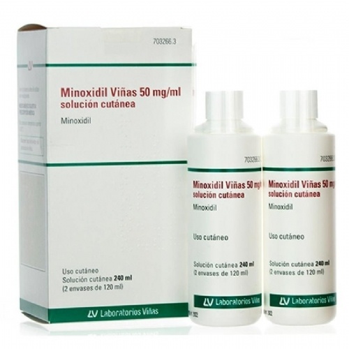 MINOXIDIL VIÑAS 50 mg/ml SOLUCION CUTANEA , 2 frascos de 120 ml