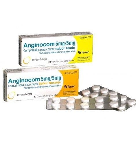 ANGINOCOM 5 mg/ 5 mg COMPRIMIDOS PARA CHUPAR SABOR NARANJA, 20 comprimidos