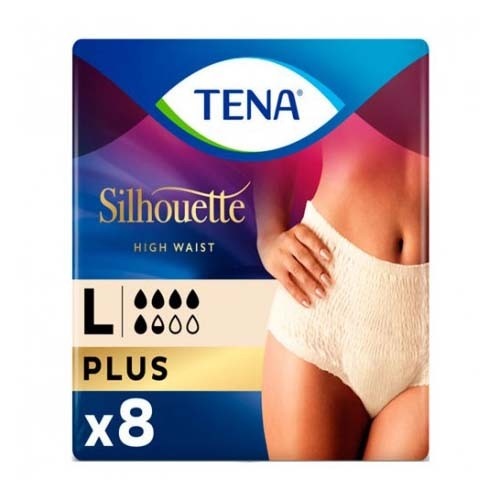 Absorbente incontinencia orina dia anatomico tena silhouette braga cintura alta crema 8 unidades tal