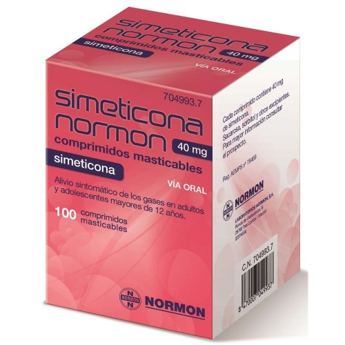 SIMETICONA NORMON 40 MG COMPRIMIDOS MASTICABLES , 100 comprimidos
