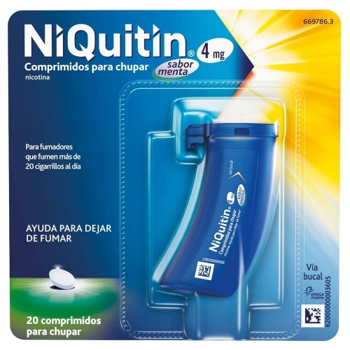 NIQUITIN 4 mg COMPRIMIDOS PARA CHUPAR SABOR MENTA, 20 comprimidos