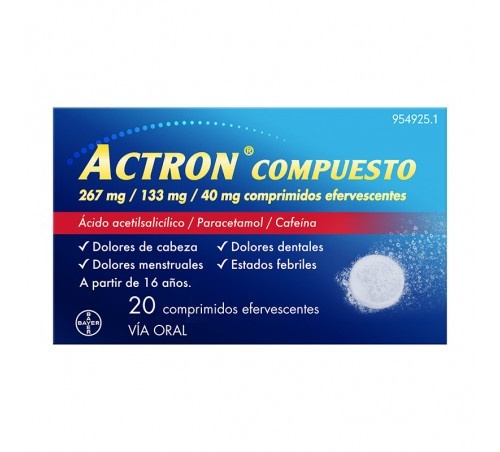 ACTRON COMPUESTO 267 MG/133 MG/40 MG COMPRIMIDOS EFERVESCENTES , 20 comprimidos