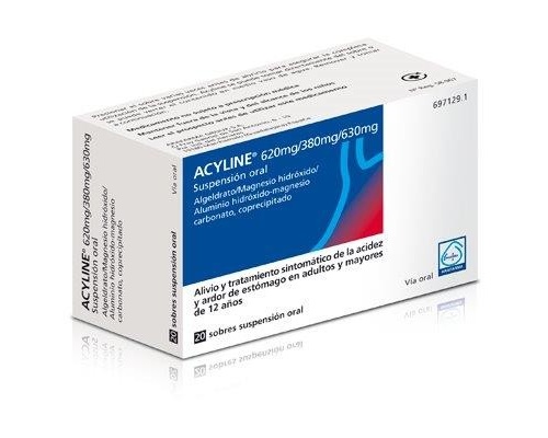 ACYLINE 620 mg/380 mg/630 mg  SUSPENSION ORAL , 20 sobres de 10 ml