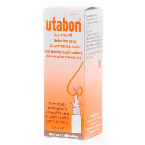 UTABON 0,5 mg/ml SOLUCION PARA PULVERIZACION NASAL CON BOMBA DOSIFICADORA, 1 envase pulverizador de 