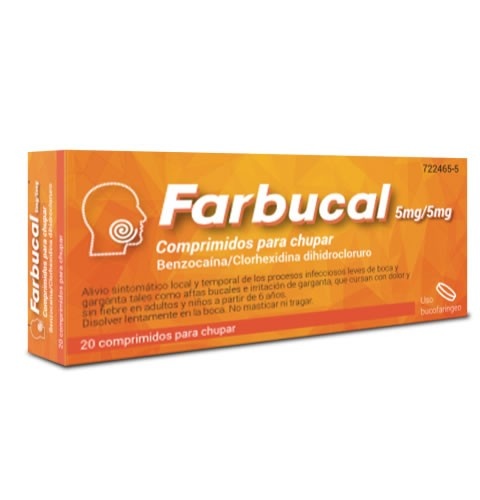 FARBUCAL 5 MG/5 MG COMPRIMIDOS PARA CHUPAR 20 comprimidos