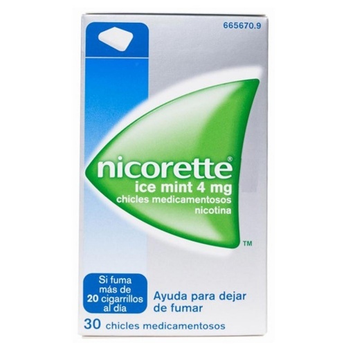 NICORETTE ICE MINT 4 mg CHICLES MEDICAMENTOSOS, 30 chicles
