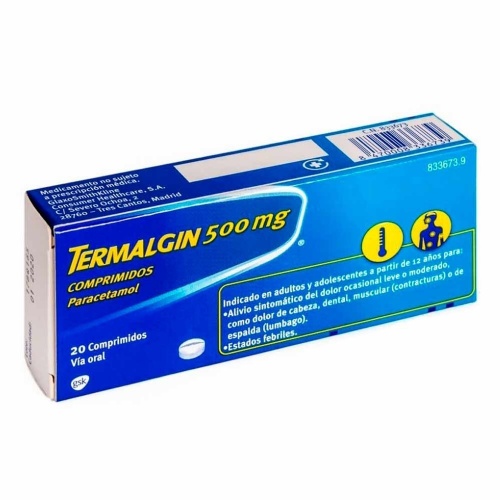 TERMALGIN 500 mg COMPRIMIDOS, 20 comprimidos