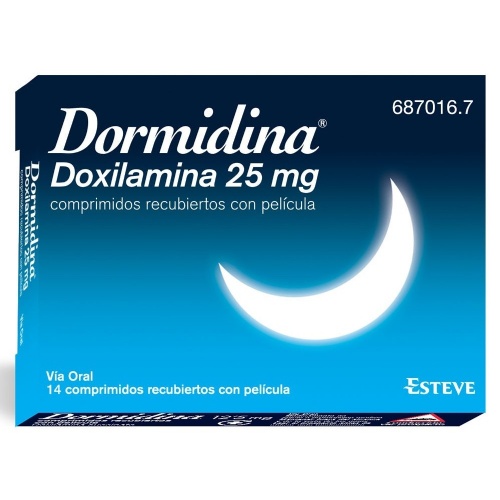 DORMIDINA DOXILAMINA 25 mg COMPRIMIDOS RECUBIERTOS CON PELICULA , 14 comprimidos