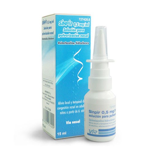 INTERFRIN 0,5 mg/ml SOLUCION PARA PULVERIZACION NASAL , 1 envase pulverizador de 15 ml