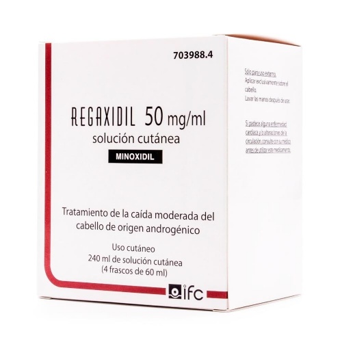 REGAXIDIL 50 mg/ml SOLUCION CUTANEA , 4 frascos de 60 ml