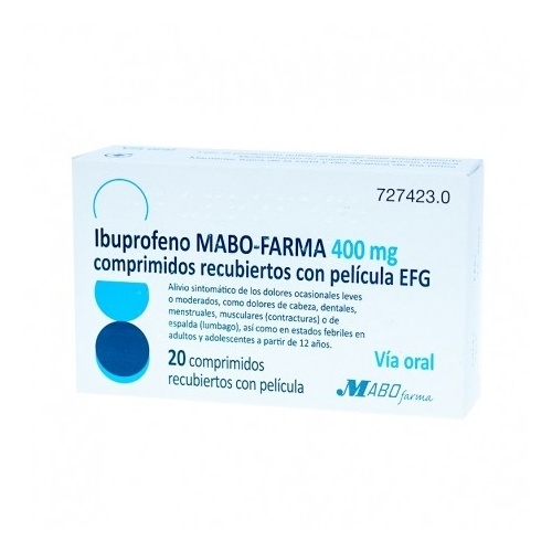 IBUPROFENO MABO-FARMA 400 MG COMPRIMIDOS RECUBIERTOS CON PELICULA EFG,20 comprimidos (PVC/PVDC/AL)