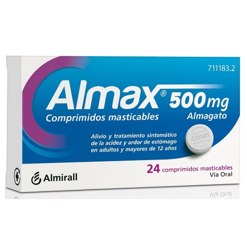 ALMAX 500 mg COMPRIMIDOS MASTICABLES,24 comprimidos