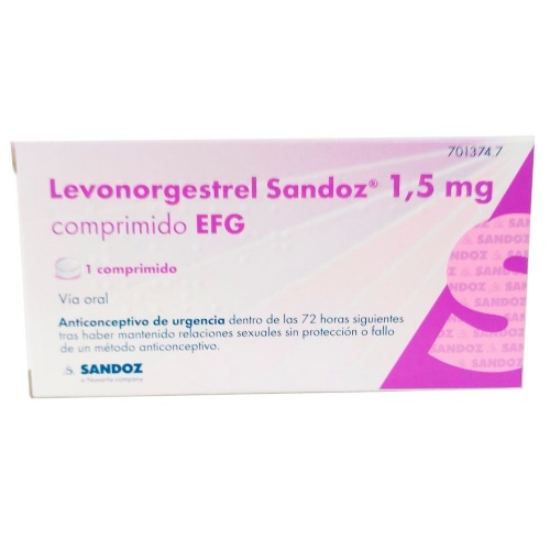 LEVONORGESTREL SANDOZ 1,5 MG COMPRIMIDO EFG , 1 comprimido