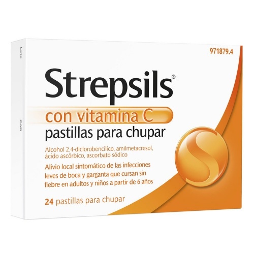 STREPSILS CON VITAMINA C PASTILLAS PARA CHUPAR , 24 pastillas