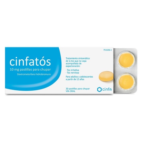 CINFATOS 10 mg PASTILLAS PARA CHUPAR , 20 comprimidos