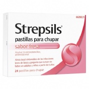 STREPSILS PASTILLAS PARA CHUPAR SABOR FRESA, 24 pastillas